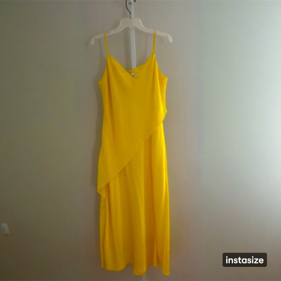 Saunders Collection Lara Yellow Maxi Length Spaghetti Strap Slip Dress Size 12 - Picture 6 of 10